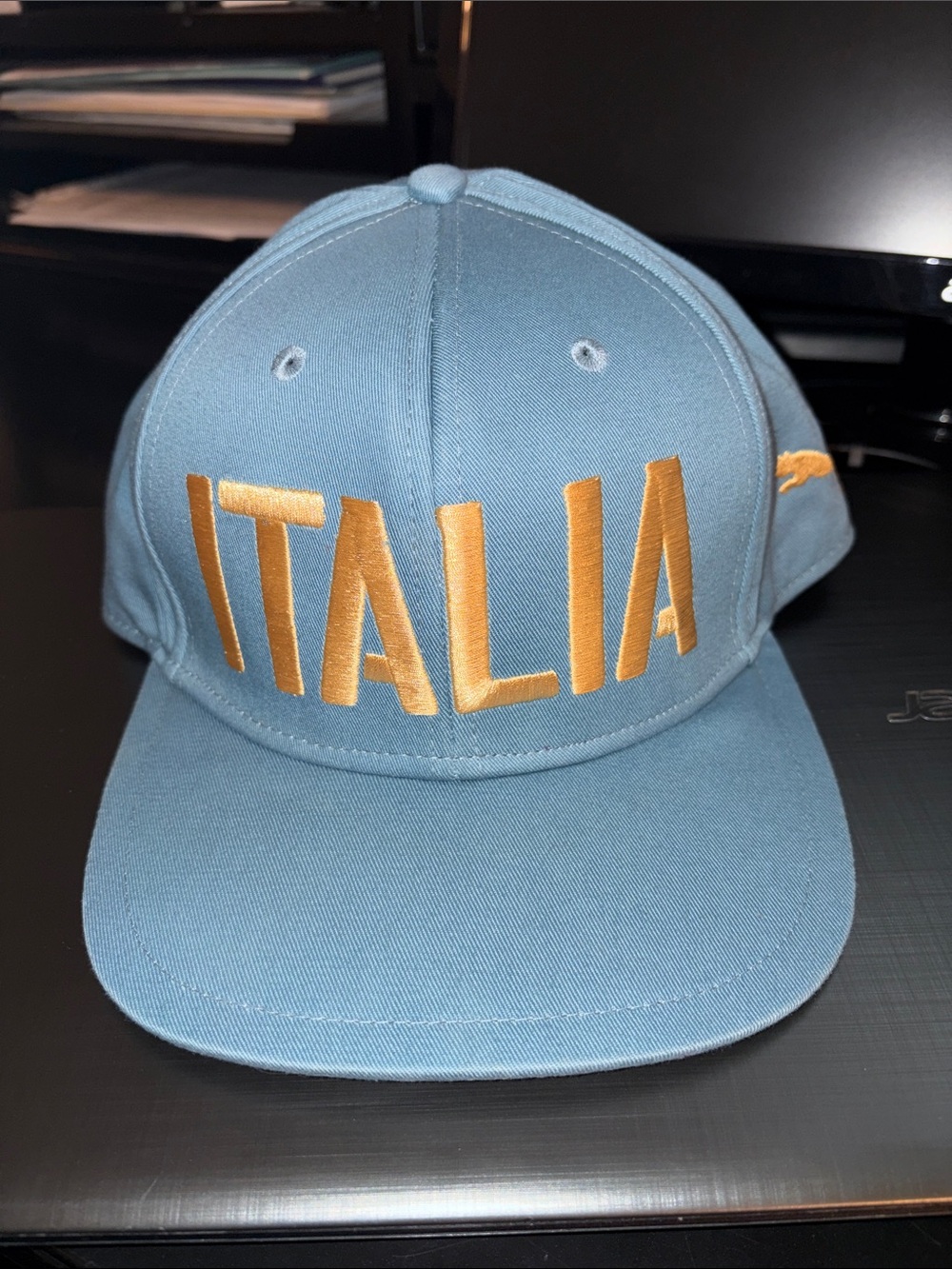 Italy FIGC Puma Blue Cap with gold ITALIA Embroidery